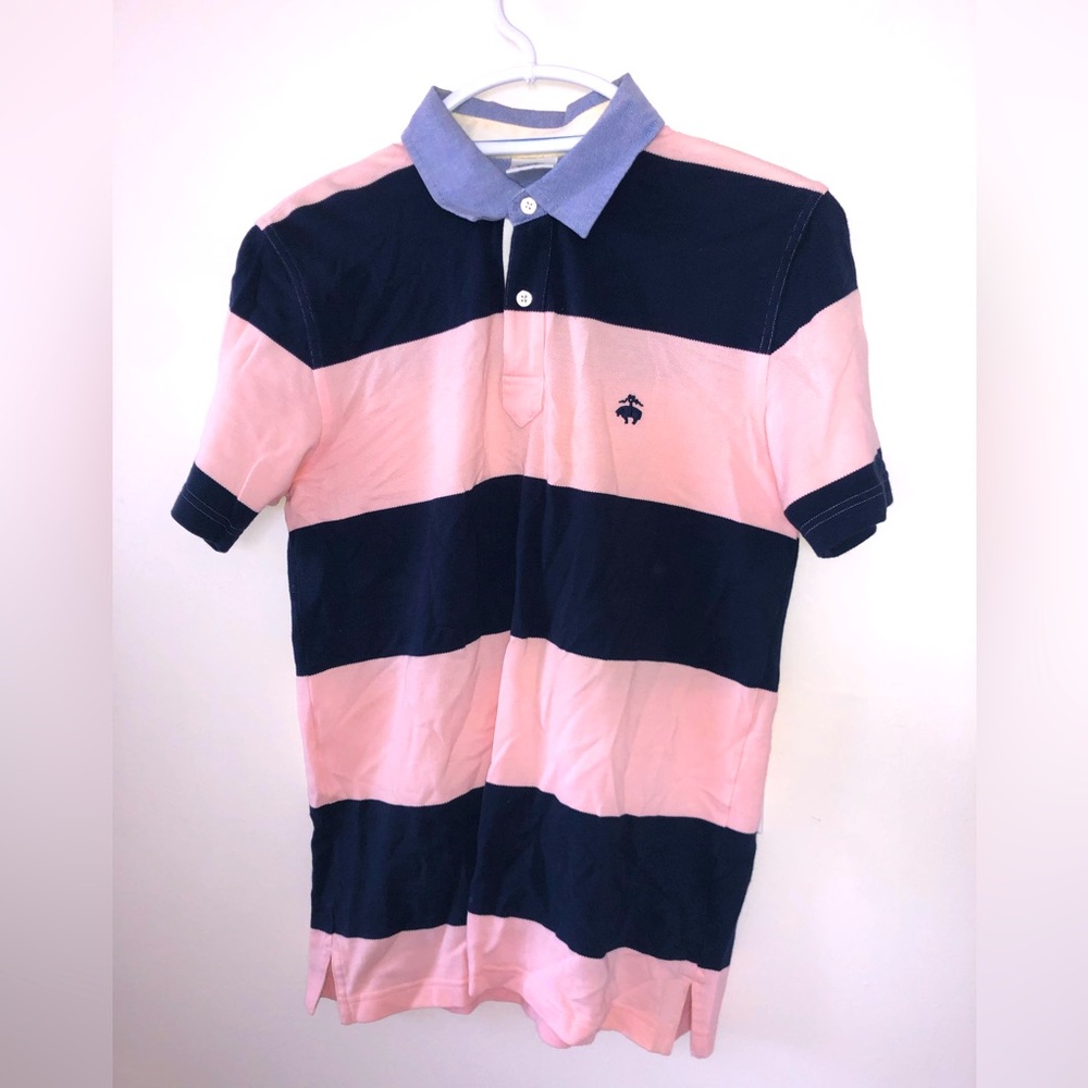 Brooks Brothers Polo Men’s Small Pink and Blue Thick Stripes Great Condition